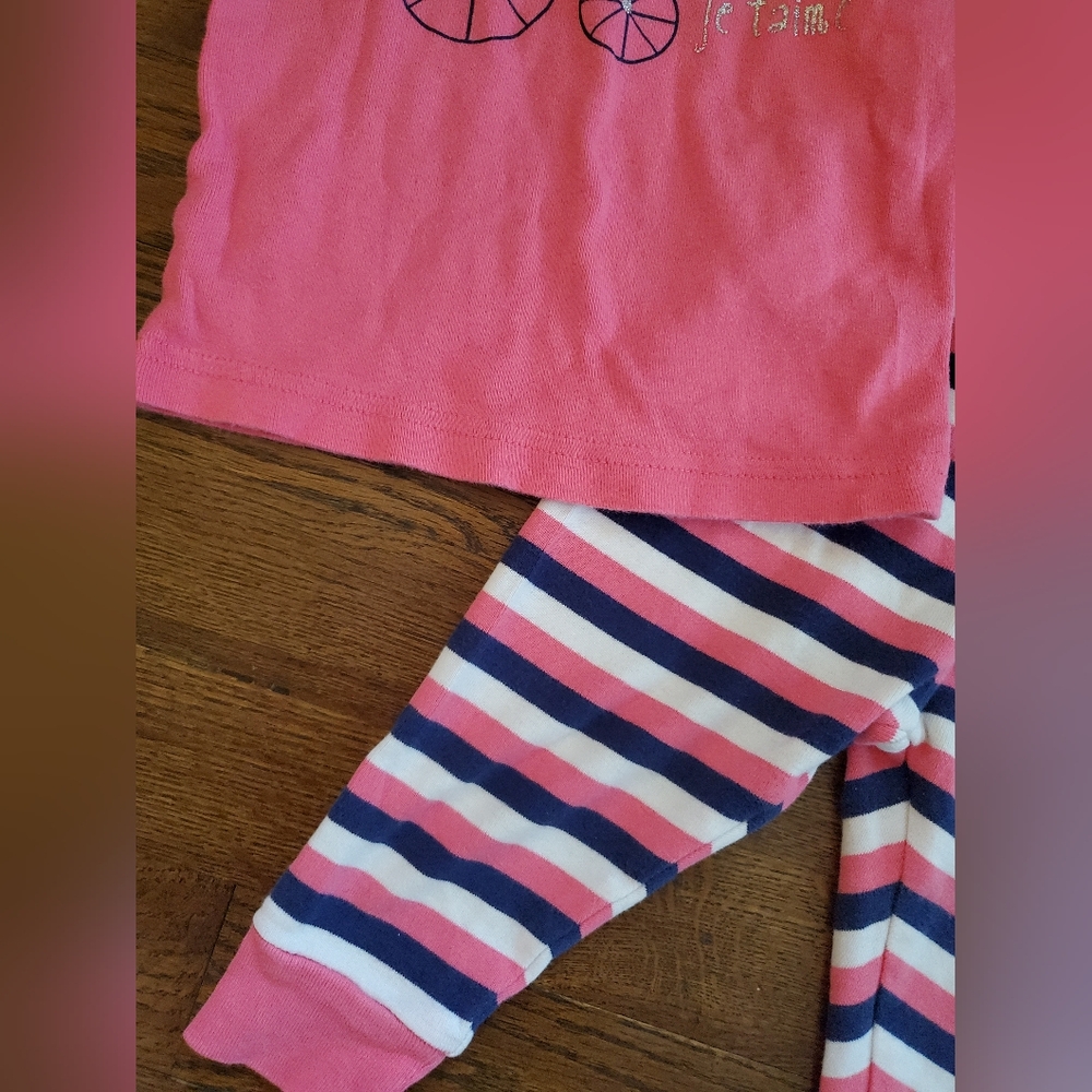 GYMBOREE OUTLET Girls 12/18M pink/ blue pajamas Paris gymmies - Picture 3 of 9